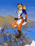  2008 alessandra anthro bridge building canine car city clothing cloud destruction female fox happy hi_res jewelry macro mammal mountain panties piercing ponytail pose scream_(artist) sea stomping underwear vehicle water 