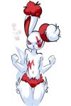  2018 anthro breasts buneary elpatrixf female fur hybrid looking_at_viewer navel nintendo nude pink_eyes pink_nose pok&eacute;mon pok&eacute;mon_(species) pok&eacute;mon_fusion red_fur simple_background small_breasts solo standing video_games white_background white_fur zangoose 