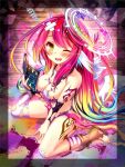  angel_wings arm_support blush book breasts commentary_request crop_top drooling feathered_wings gloves gradient_eyes gradient_hair halo holding holding_book jibril_(no_game_no_life) jpeg_artifacts kimikimi large_breasts long_hair low_wings magic_circle midriff mismatched_legwear multicolored multicolored_eyes multicolored_hair no_game_no_life one_eye_closed open_mouth orange_eyes pink_hair rainbow_gradient shoes sideboob single_shoe sitting solo tattoo torn_boots torn_clothes very_long_hair wariza white_wings wing_ears wings yellow_eyes 