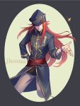  aureolin31 fire_emblem fire_emblem:_seima_no_kouseki fire_emblem_heroes gloves hat joshua_(fire_emblem) long_hair looking_at_viewer male_focus red_eyes red_hair simple_background smile solo 
