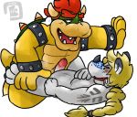  3_toes 4_fingers ahegao anal anthro blonde_hair blue_eyes bowser bowserboy101 claws collar dragon drooling hair humanoid_penis implied_anal koopa looking_pleasured lying male male/male mario_bros missionary_position nintendo on_back open_mouth penis red_hair retracted_foreskin saliva scales scalie sex shell simple_background spiked_armlet spiked_collar spikes tattoo toes uncut video_games white_background white_scales yellow_scales 