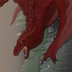  2018 ambiguous_gender claws crimson digital_media_(artwork) dragon horn open_mouth scales scalie scratch_gryph_(artist) simple_background teeth wings wyvern 