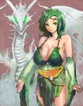  1girl alternate_breasts_size bare_shoulders breasts byte_(grunty-hag1) cleavage detached_sleeves dragon final_fantasy final_fantasy_iv green_eyes green_hair huge_breasts older rydia sideboob 