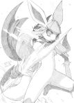  2012 ambiguous_gender anthro colorless eeveelution featureless_crotch fur glaceon greyscale ice icicle jinya looking_at_viewer monochrome nintendo pok&eacute;mon pok&eacute;mon_(species) pose scarf simple_background standing traditional_media_(artwork) tuft video_games white_background あかばね_じん 