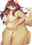  1girl breasts brown_hair dog furry inuki_(aruurara) open_mouth red_eyes solo 