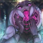  anthro cobra female looking_at_viewer open_mouth piercing pink_eyes pink_tongue reptile rose_(deathhydra) rungenschaft scalie slit_pupils snake solo tongue tongue_out 