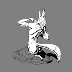 anthro butt canine cloth fox hime_(artist) male mammal muscular nude pain simple_background solo yelling 