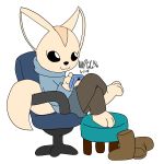  2018 aggressive_retsuko canine chilling clothing creativecreature156 cute digital_media_(artwork) feet female fennec fenneko fox mammal paws 