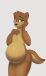  aaliyah_(oc) belly big_belly female flat_chested green_eyes mammal mustelid nude otter outie_navel piercing pregnant pussy solo 