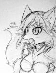  anthro blush breasts canine clothing colorless female fox fur greyscale hair jewelry jinya krystal mammal monochrome necklace nintendo open_mouth shocked signature star_fox traditional_media_(artwork) video_games あかばね_じん 