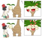  2017 3_heads 4_heads alolan_exeggutor ambiguous_gender aoi_k3 biped black_eyes black_hair blush bracelet brown_body close-up clothed clothing comic cute digital_drawing_(artwork) digital_media_(artwork) directional_arrow dot_eyes duo eating eyes_closed fangs feeding female flora_fauna food hair happy hat headshot_portrait human japanese jewelry leaf light_skin long_neck mammal moon_(pok&eacute;mon) multi_head nintendo not_furry nude open_mouth open_smile palm_tree petting plant pok&eacute;mon pok&eacute;mon_(species) pokepuff portrait purse rear_view regional_variant shirt short_hair shorts simple_background small_pupils smile standing tail_head tail_mouth tan_skin toony tree video_games white_background 