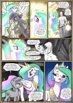  2016 anon bald bare_chest clothed clothing comic cutie_mark dialogue earth_pony english_text equine feathered_wings feathers female feral friendship_is_magic fur glowing green_eyes grey_fur group hair hi_res horn horse human male mammal maud_pie_(mlp) mine monochrome multicolored_hair muscular muscular_male my_little_pony pencils_(artist) pony princess_celestia_(mlp) purple_eyes purple_hair suspended_in_midair text white_feathers white_fur winged_unicorn wings 