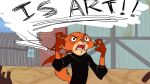  2016 anthro canine clothed clothing dialogue disney duo english_text fox fur humor male mammal nick_wilde quirky-middle-child reaction_image red_fur text the_iron_giant zootopia 