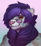  anthro breasts eyewear feline female fur glasses hair hair_over_eye looking_at_viewer mammal smallcoffemaniac smile solo 