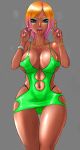  1girl breasts dark_skin double_v ganguro huge_breasts nb_teishoku short_hair smile solo v 