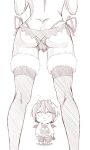  akuma_no_memumemu-chan ass character_request from_behind fur_trim head_out_of_frame horns labia looking_at_another memumemu-chan monochrome multiple_girls simple_background sin-go size_difference sketch standing thighhighs white_background wings 
