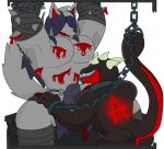  2018 anthro bandage blood bound canine chain clothing darkest_dungeon dragon glowing gore hat jack_dragon_(character) male male/male mammal notkastar spikes tagme thong underwear wolf zatch_(character) 