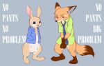  2018 anthro canine clothed clothing disney dogear218 fox fur hi_res lagomorph male mammal nick_wilde peter_rabbit peter_rabbit_(series) rabbit simple_background text zootopia 