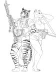  athletic barefoot battle_rifle biceps breasts bullet cleavage clothed clothing feline female fn_fal gun hand_on_hip invalid_tag lion load_bearing_equipment m60 machine_gun mammal military_uniform muscular muscular_female ranged_weapon redout short shorts tiger uniform weapon 