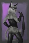 anthro backsack balls butt cat_o_nine_tails clothed clothing crossdressing eyewear feline glasses looking_at_viewer male mammal rubber smallcoffemaniac smile solo 