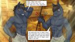  16:9 abs anthro biceps clothed clothing coal_(catastrophe) comic english_text equine faf fur hair hand_behind_head horse male mammal muscular nipples pecs shorts smile solo teeth text topless 