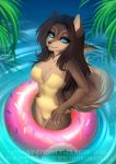  2018 5_fingers adorableinall anthro blue_eyes breasts brown_eyes canine clothing detailed_background digital_media_(artwork) dog eyelashes female looking_at_viewer mammal nitricacid smile solo swimsuit 