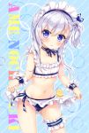  :o adapted_costume ameto_yuki animal apron apron_lift artist_name ass_visible_through_thighs azur_lane bangs belchan_(azur_lane) belfast_(azur_lane) bikini bird blue_background blue_bikini_top blue_bow blue_eyes blue_ribbon blush bow braid collarbone commentary_request diagonal-striped_background diagonal_stripes eyebrows_visible_through_hair fingernails flying_sweatdrops frilled_apron frills hair_between_eyes hair_ribbon head_tilt leg_garter long_hair looking_at_viewer maid maid_headdress navel one_side_up parted_lips ribbon side-tie_bikini silver_hair solo striped striped_background striped_bow swimsuit waist_apron white_apron white_bikini_top wrist_cuffs 