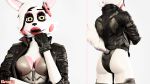  3d_(artwork) animatronic anthro bexstinsfm butt canine clothed clothing crossgender digital_media_(artwork) female five_nights_at_freddy&#039;s five_nights_at_freddy&#039;s_2 footwear fox gloves hair jacket leather leather_gloves leather_jacket legwear looking_at_viewer machine mammal mangle_(fnaf) pose robot simple_background smile solo source_filmmaker standing video_games 