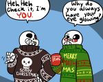  5:4 alternate_universe animated_skeleton bone clothed clothing coffee_mug dialogue duo english_text fan_character holding_cup humanoid loverofpiggies not_furry sans_(underfell) science_sans skeleton text undead underfell undertale video_games 