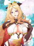  1girl artist_request azur_lane blonde_hair blue_eyes breasts chaser_(azur_lane) commentary_request hand_on_own_chest head_tilt highres large_breasts long_hair open_mouth solo wavy_hair 