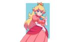  blonde_hair blue_eyes crown dress elbow_gloves gloves long_hair nazonazo_(nazonazot) nintendo princess_peach super_mario white 