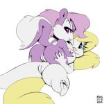  2018 animaniacs anthro breast_grab breasts butt butt_grab cute female fifi_la_fume fluffy fluffy_tail fur hair hand_on_breast hand_on_butt mammal minerva_mink purple_fur purple_hair skunk tiny_toon_adventures warner_brothers xylas 