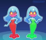  2018 anthro blush breasts cleavage clothed clothing dress duo female freezyfoop gigi_(mario) jellyfish jellyfish_sisters marine mario_and_luigi_(series) mario_bros merri_(mario) nintendo one_eye_closed sibling sisters video_games wink yellow_eyes 