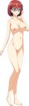  :o absurdres atsuage_(kakinop) barefoot blush breasts collarbone eliya eyebrows_visible_through_hair full_body hand_on_own_face highres large_breasts navel nipples no_pussy non-web_source nude official_art semi-rimless_eyewear short_hair solo standing transparent_background under-rim_eyewear yuusha_to_maou_to_majo_no_cafe 