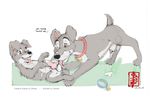  ball_licking balls canine disney dog english_text father_and_son fennec fennec_(artist) feral feral_on_feral gay incest knot lady_and_the_tramp licking male mammal oral penis scamp sex text tongue tramp words 