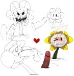  blush cum cum_on_face disembodied_penis erection fellatio flora_fauna flowey_the_flower hi_res human humanoid_penis liteu male mammal multiple_poses not_furry oral orgasm penis plant pose sex sharp_teeth teeth undertale video_games 