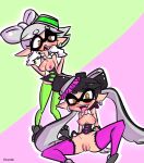  breasts callie_(splatoon) cephalopod clothing duo enurubis female hi_res humanoid inkling legwear marie_(splatoon) marine nintendo nipples not_furry open_mouth presenting presenting_pussy pussy splatoon squid video_games 