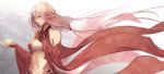  bare_shoulders breasts center_opening cleavage commentary_request detached_sleeves elbow_gloves fingerless_gloves gloves guilty_crown hair_ornament hairclip highres kisui_(user_wswf3235) long_hair navel pink_hair red_eyes solo twintails yuzuriha_inori 