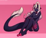  2018 anthro demon digital_media_(artwork) dragon hair pink_background simple_background solo spefides 