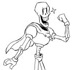  2015 animated_skeleton armor black_and_white bone hi_res humanoid male monochrome not_furry open_mouth papyrus_(undertale) skeleton smile solo tinybeasts undead undertale video_games 