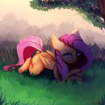  2018 cutie_mark equine female feral fluttershy_(mlp) friendship_is_magic grass hair hi_res looking_at_viewer mammal miokomata my_little_pony outside pegasus solo wings 