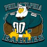  anthro avian beak biceps big_muscles bird clothed clothing eagle english_text green_background low_res male muscular muscular_male nfl pecs philadelphia_eagles simple_background solo tankdragon text 