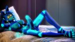  3d_(artwork) animatronic anthro bed breasts canine dickgirl digital_media_(artwork) doctorpurple2000 erection fan_character five_nights_at_freddy&#039;s hair intersex looking_at_viewer lying machine mammal nipples nude open_mouth penis precum robot smile source_filmmaker tanya_the_fox video_games 