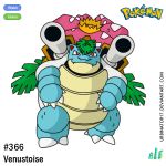  character_name claws closed_mouth fangs fusion gen_1_pokemon logo monster no_humans number pokemon pokemon_(anime) pokemon_(classic_anime) pokemon_(creature) red_eyes signature standing transparent_background urbinator17 venusaur venustoise watermark web_address 