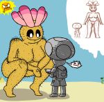  angry_sun anthro big_breasts blush breasts crouching desert duo female grin humanoid male mandemolition mario_bros mushroom needles nintendo not_furry nude pokey prickly smile tall toad_(mario) video_games 