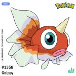  character_name closed_mouth creature fish frown full_body gyopin horn logo no_humans number pokemon pokemon_(creature) pokemon_gsc_beta signature solo urbinator17 watermark web_address 