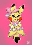  blush bow cleft_tail clothed clothing cosplay cosplay_pikachu female feral fur kippkatt looking_at_viewer nintendo open_mouth pikachu pikachu_pop_star pok&eacute;mon pok&eacute;mon_(species) presenting presenting_pussy pussy smile solo spread_legs spreading tongue video_games yellow_fur 