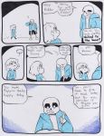  ! ... aftertale bone clothed clothing comic dialogue english_text grin hair hi_res human loverofpiggies male mammal not_furry one_eye_closed protagonist_(undertale) sans_(undertale) skeleton smile teeth text tree undead undertale video_games wink winter 