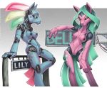  &lt;3 2018 anthro areola duo female looking_at_viewer loupgarou machine my_little_pony nipples pussy robot 