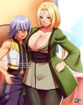  1boy 1girl age_difference breasts cleavage crossover kingdom_hearts large_breasts naruto riku smile tsunade 